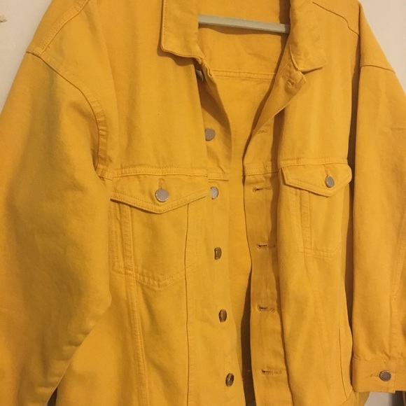 oversized yellow denim jacket